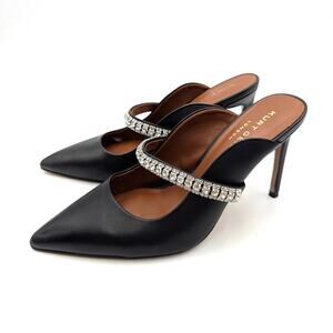 Kurt Geiger London Duke Crystal Strap Pointed Toe Mule Black Size US9.5 EU40.5